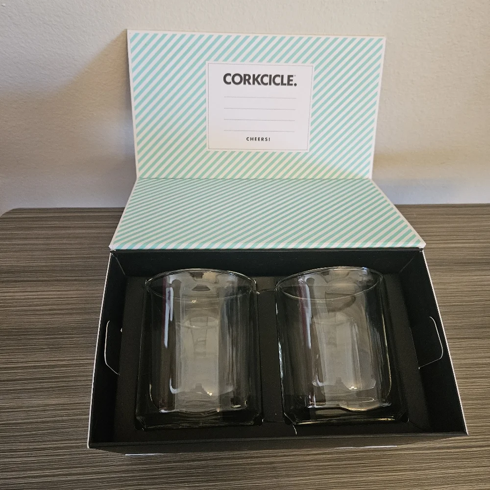 Corkcicle Rocks Glass Set of 2 in box Clear 12oz Double Walled for Hot or Cold - Picture 3 of 5
